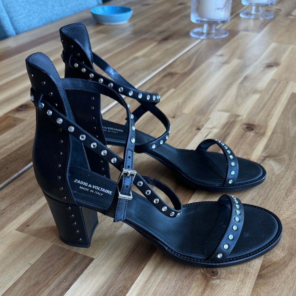 Zadig & Voltaire Black Strappy Heels size 41